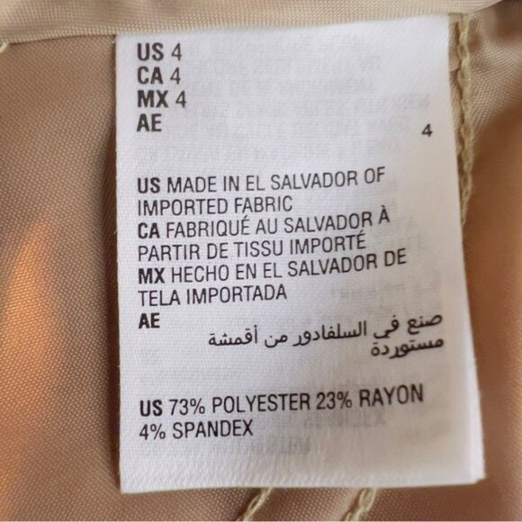 Alfani Size 4 (Minor Flaw small ink mark) Tan Wide Leg Slacks w/Faux Pockets - Picture 8 of 9